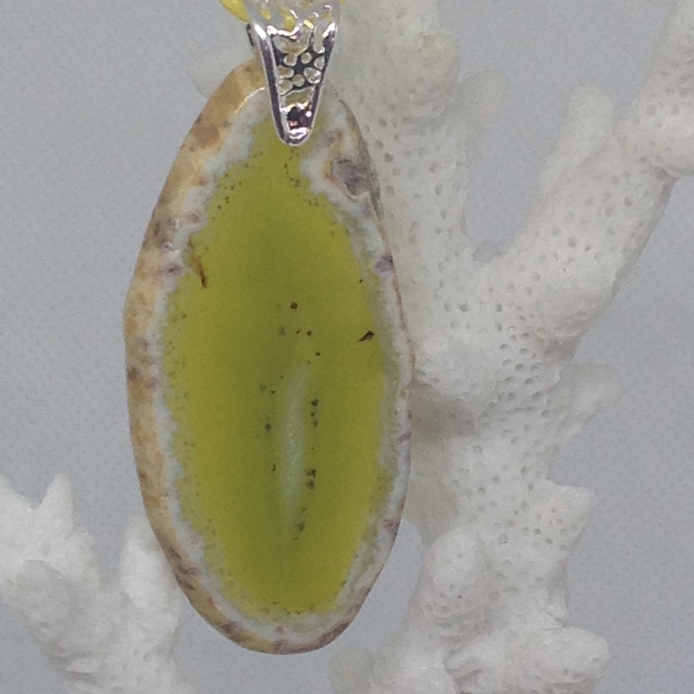Slice Crystal Agate Necklace on Waxed Cotton Cord - Picture 6 of 12